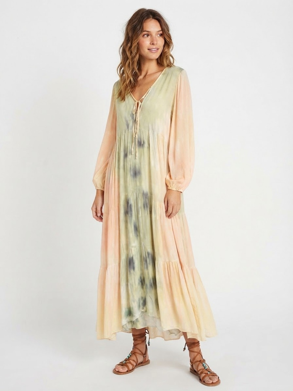 Young, Fabulous & Broke Tie-Dye Boho Maxi Dress Size M Cottagecore Beachy Resort